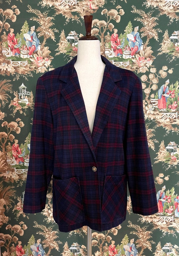 1970s Vintage Polyester Plaid Skirt Suit - image 2