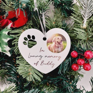 Personalised dog cat memorial Christmas tree decoration in loving memory