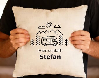 Kissen Camping Name Personalisiert I Camper Kissenhülle I Camping Zubehör I Personalisiertes Geschenk Camper Sitzkissen I Wohnmobilfreunde