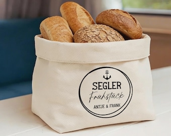 Segel Geschenk für Segelboot, Segeln Frühstückskorb personalisiert, Segler Brötchenkorb mit Name, Frühstück Brotkorb, Segel Zubehör