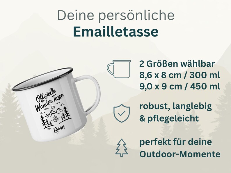 Taza de senderismo esmaltada personalizada con nombre, taza de senderismo personalizada, idea de regalo para hombres, cumpleaños al aire libre, accesorio de camping imagen 3