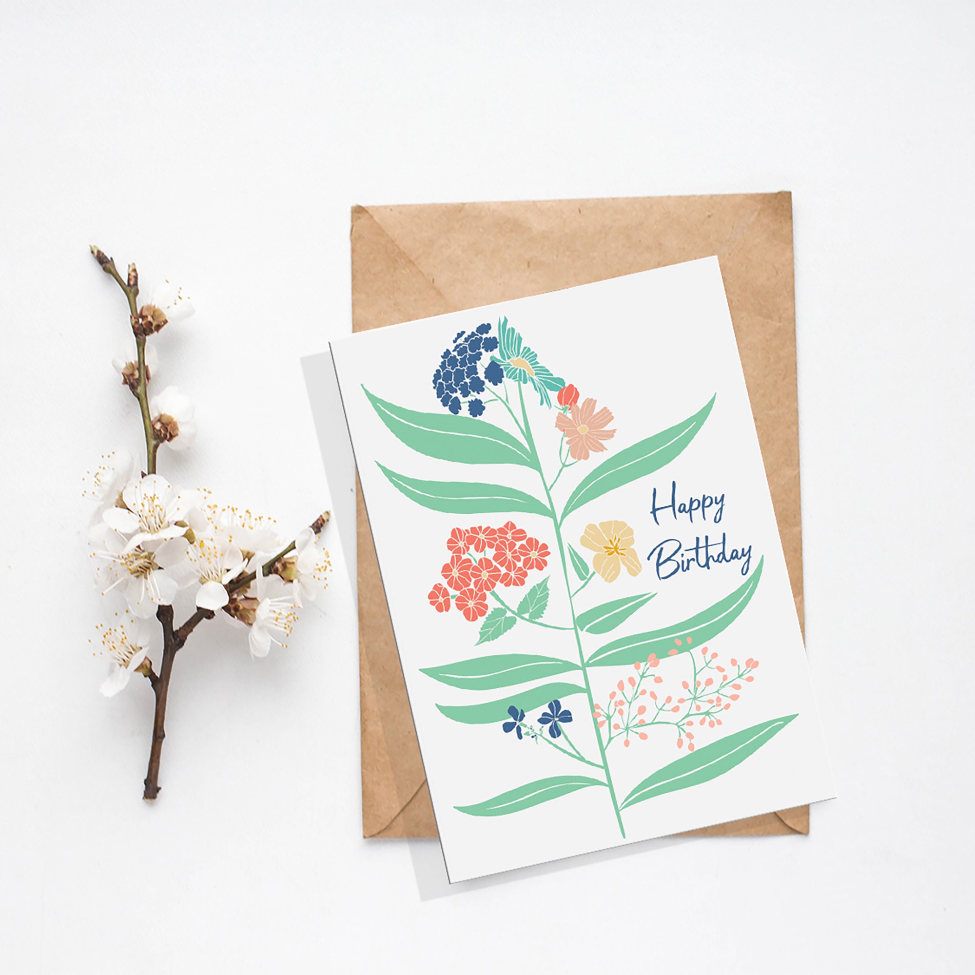 printable birthday card and envelope digital file birthday etsy
