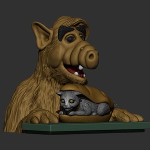 Alf Cat Sandwich 3D Printed figure, Alf Fan Art Alf STL