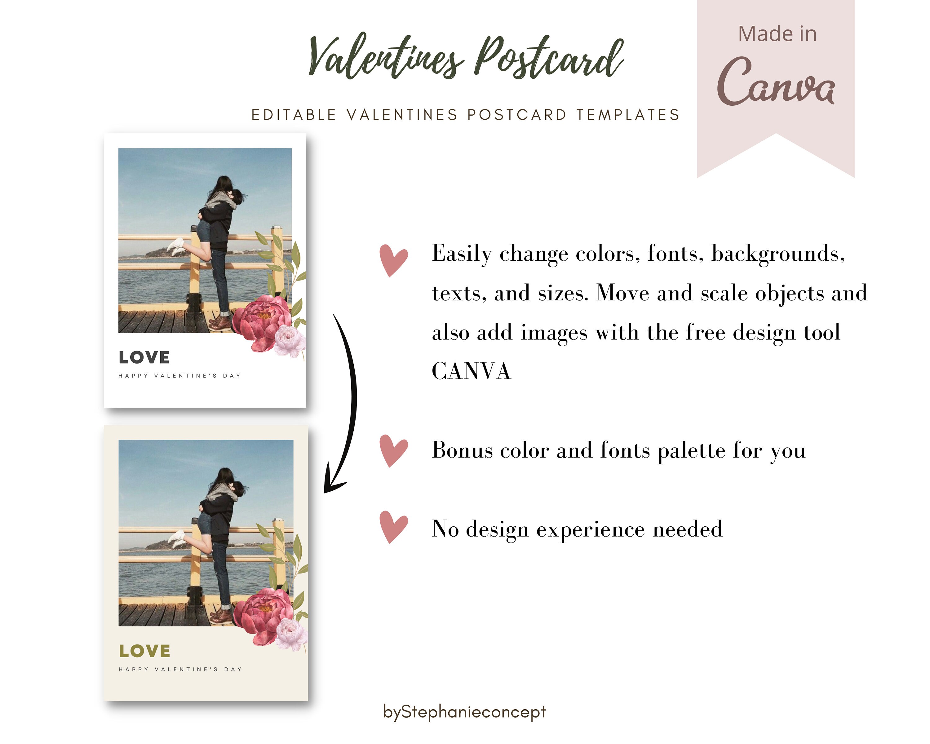 Valentines Postcard Templates | Printable Valentines Day Postcard ...