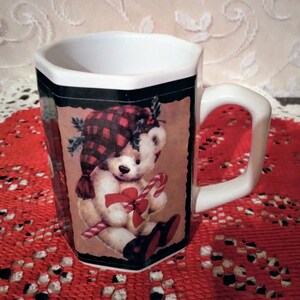 Adorable Vintage Octagon Shaped Teddy Bears Coffee Cup