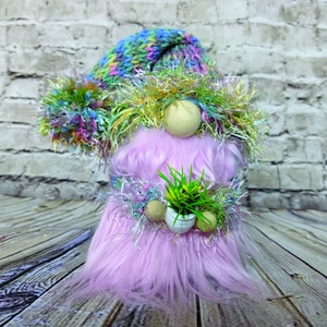 Plant Lover Gnome | Multicolor Fuzzy Grunge Woodland Gnome | Garden Gnome | Succulent Gnome