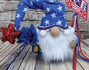 4th of July Patriotic Americana Gnome. USA Independence Day Decor, Labor Day Tiered Tray Gnome