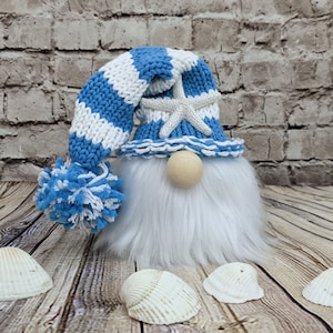 Beach Gnome Blue And White | Great Gift For Beach Lovers | Gift For Boaters And Sailors | Perfect Decoration For Beach Home