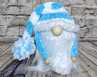 Plush Chenille Christmas Winter Grunge Woodland Gnome Holding Snowball