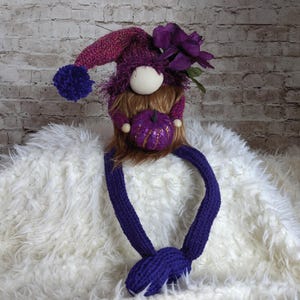 Glitter Pumpkin Purple Halloween Fall Spooky Woodland Gnome
