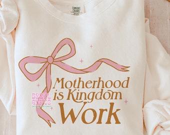 Christian Mom svg png, Motherhood is Kingdom Work Svg Png, Christian retro, Christian Shirt, Coquette Christian svg, Jesus Loves You png