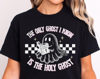 The Only Ghost Png, I Know Is The Holy Ghost Png, Retro Halloween Png, Cute Ghost Png, Ghost Reading The Bible Png, Christian Halloween png