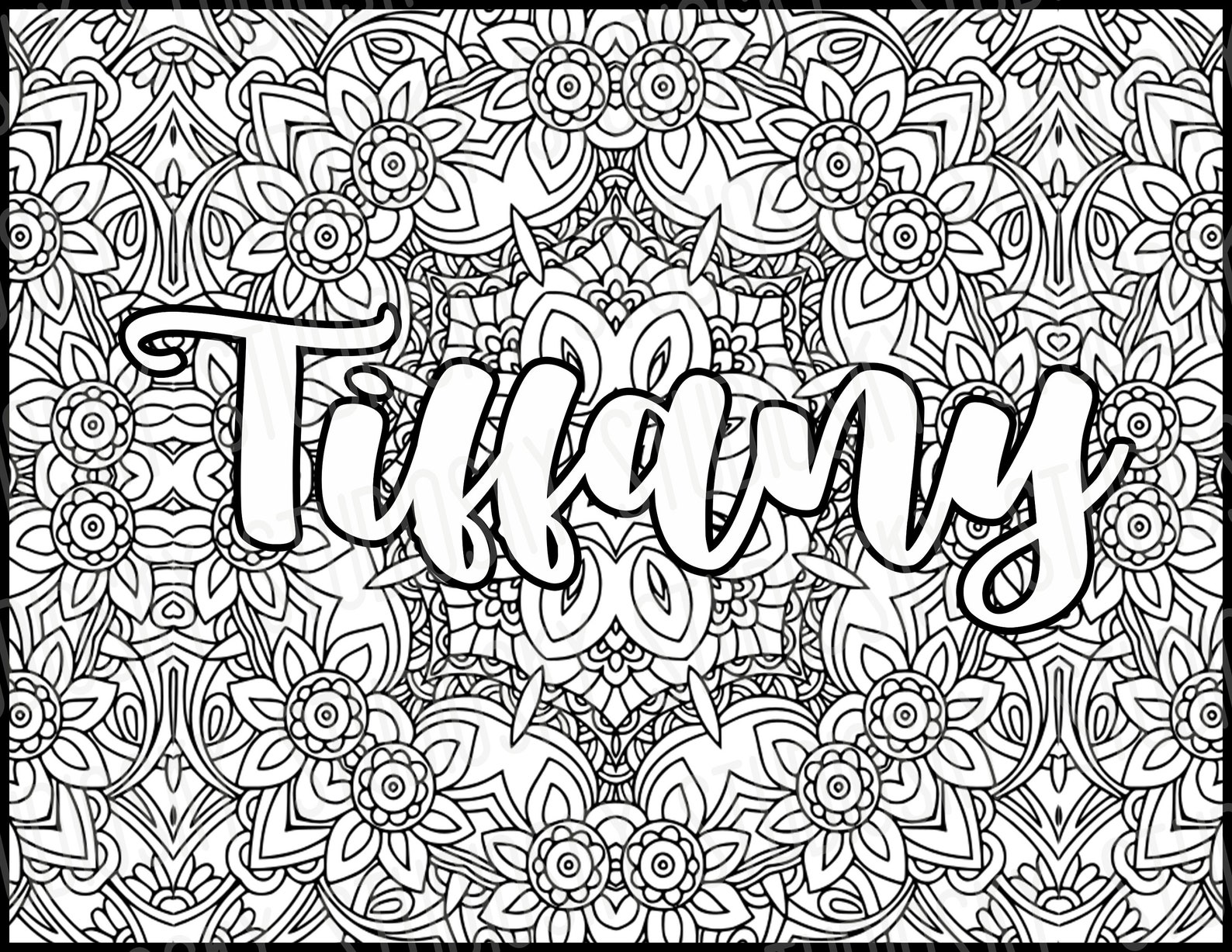 Personalised Custom Name Mandala Printable Colouring Page Etsy