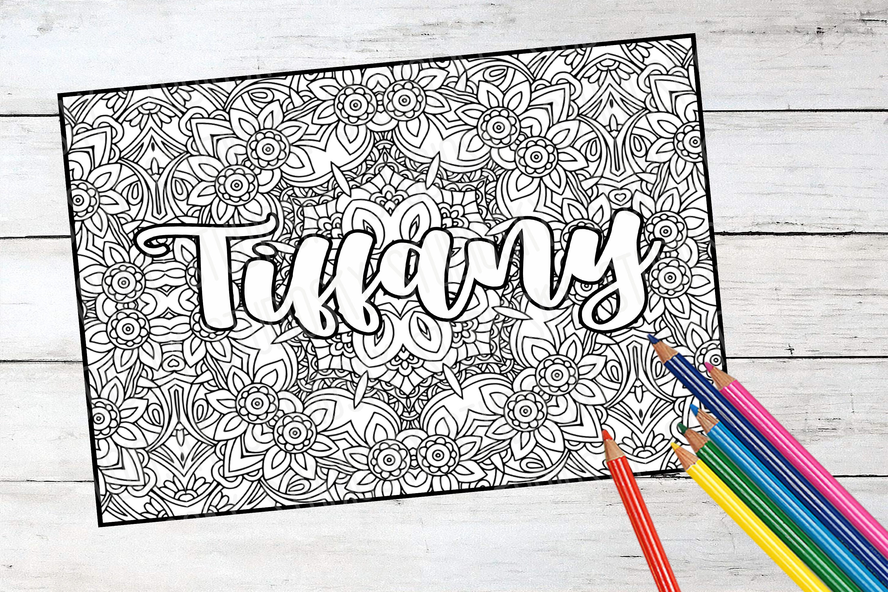 Personalised Custom Name Mandala Printable Colouring Page Etsy