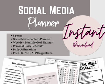 Social media marketing bundle planner, online business planning, goal planner, marketing, youtube planner, instagram planner, printable PDF