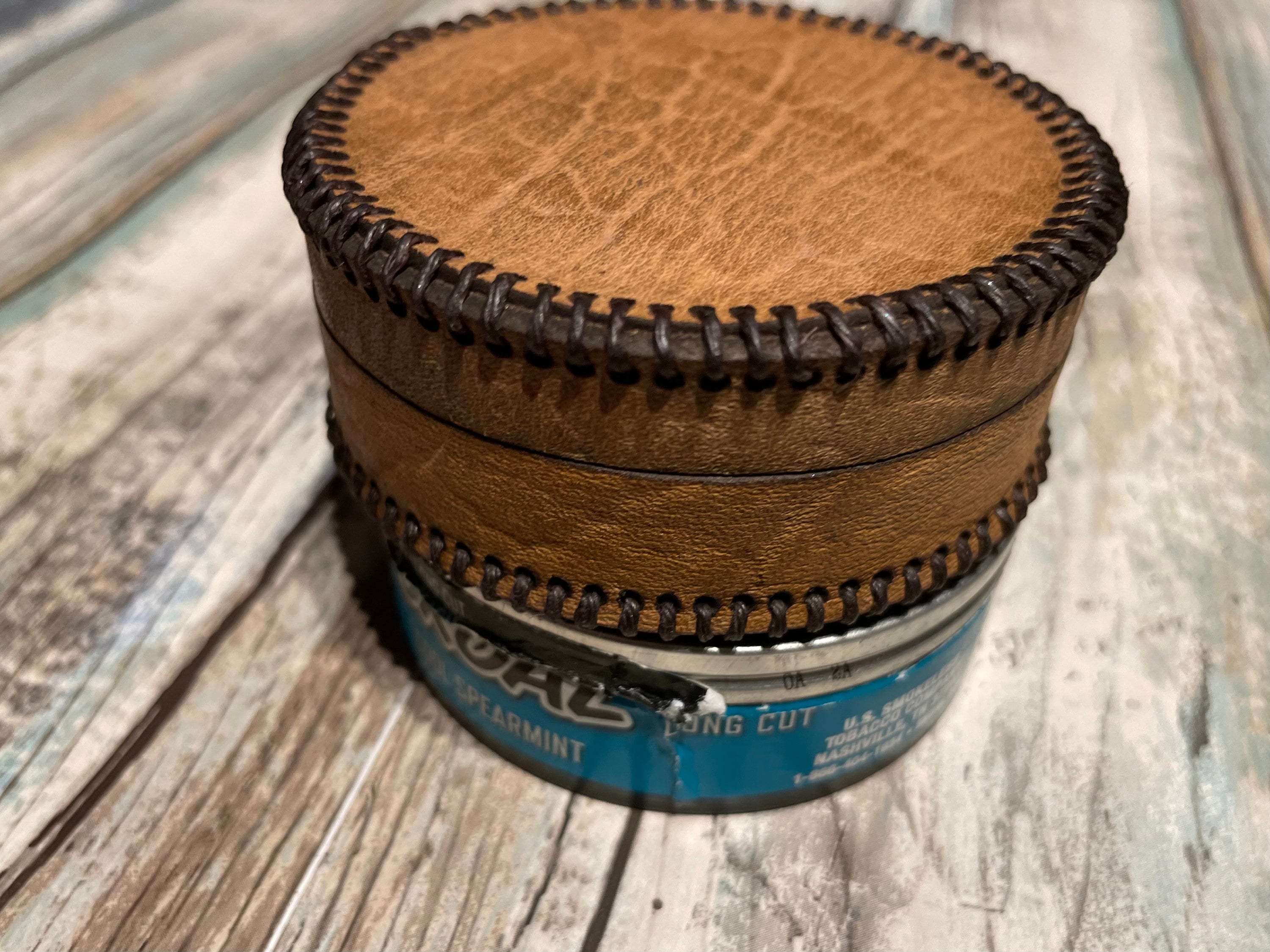 Personalized Tan Leather Snuff Can Cover Handcrafted Tobacco Etsy