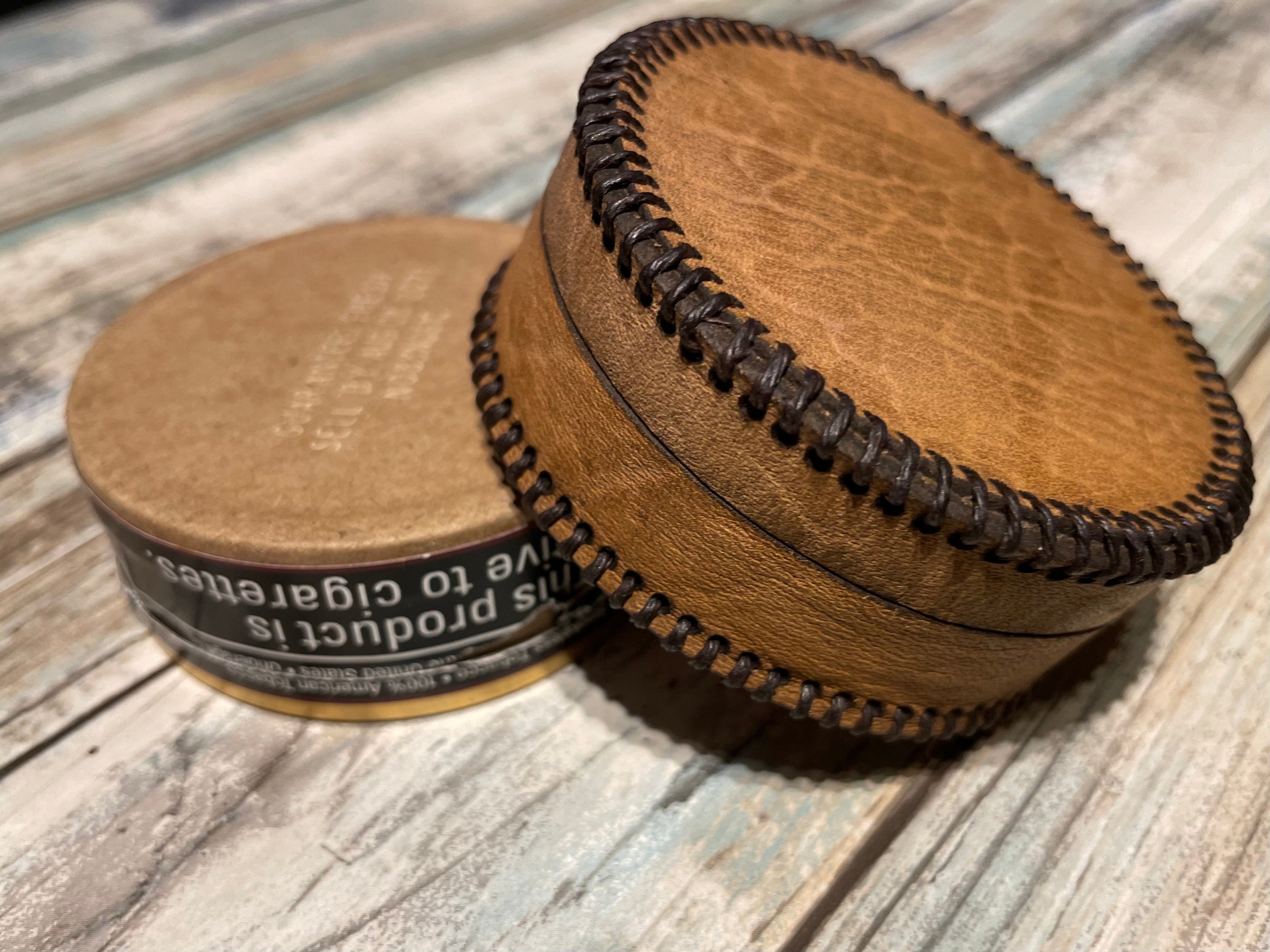 Personalized Tan Leather Snuff Can Cover Handcrafted Tobacco Etsy