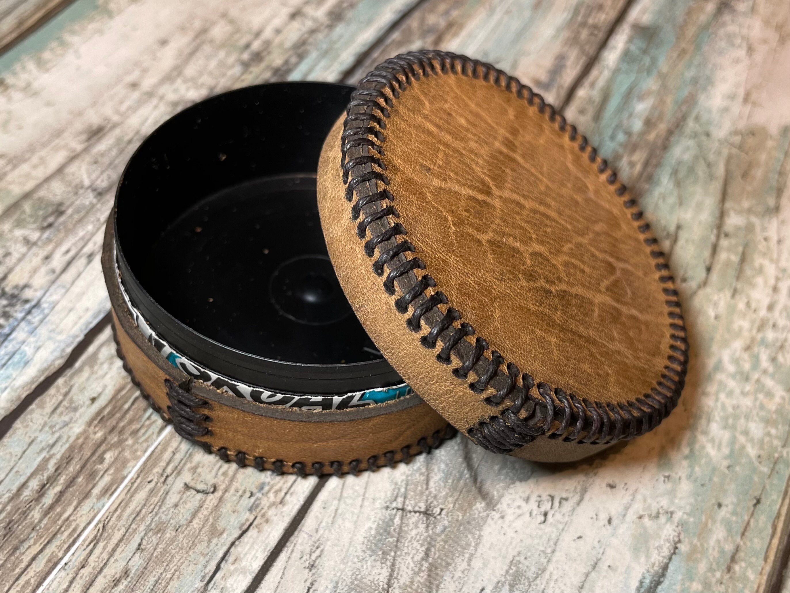 Personalized Tan Leather Snuff Can Cover Handcrafted Tobacco Etsy