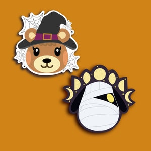 Halloween Animal Crossing Vinyl Stickers | ACNH | Ahorn die Hexe und Glück Vollmond