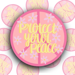Bescherm uw vrede vinyl sticker, geestelijke gezondheid, zelfliefde sticker, self-care planner sticker, laptop sticker, positieve bevestiging waterdicht