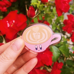 Kirby Coffee Latte Acrylic Pin