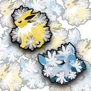 Jolteon and Glaceon Eeveelutions Holographic Pokemon Vinyl Stickers