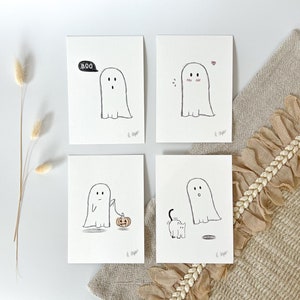 Biglietti d'auguri per Halloween, motivo fantasma, cartolina per Halloween, pensierino per Halloween, idea regalo fantasma