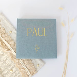 Album fotografico personalizzato, primo album fotografico del bambino, album fotografico del primo anno, regalo per il maschio o la femmina nati, fiore di nascita
