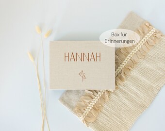 Personalisierbare Aufbewahrungsbox | Erinnerungsbox | Monatsblume / Geburtsblume | Geschenk zur Geburt oder Geburtstag