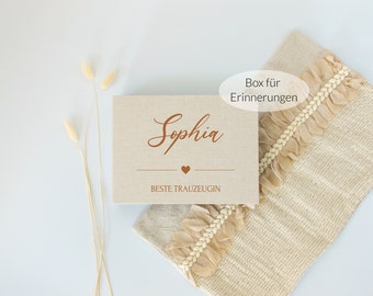 Personalisierbare Aufbewahrungsbox | Erinnerungsbox | Herz | Geschenk für Braut, Dankesgeschenk für Trauzeugin, Brautmama