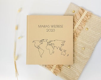 Personalisierbares Fotoalbum |  verschiedene Formate | 'Weltkarte' | Geschenkidee Weltreise