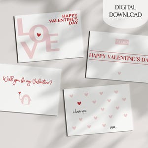 Valentinstagskarten zum Ausdrucken, Druckbare Grußkarten für Valentinstag, pdf-Datei zum Selber Ausdrucken