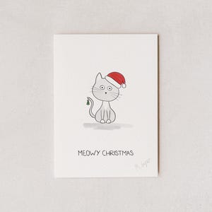 Cartolina di Natale Gatto, Cartolina di Natale divertente, Set di cartoline di Natale, Cartolina di auguri di Natale, Dolce cartolina di Natale