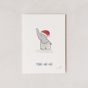Carte postale de Noël drôle, ensemble de cartes postales de Noël, carte de vœux de Noël, jolie carte de Noël pour enfants, éléphant