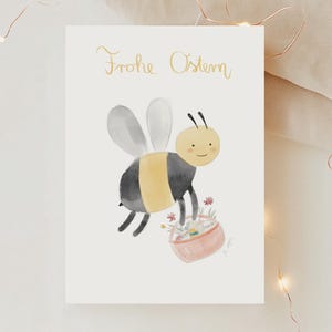 Niedliche Osterkarte mit Bienen-Motiv – Perfekt für liebevolle Ostergrüße