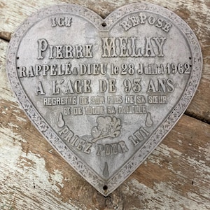 Vintage French cast iron funeral mourning grave marker