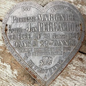 Vintage French cast iron funeral mourning grave marker