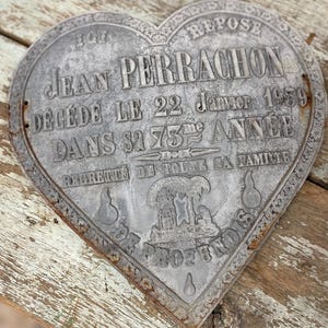 Vintage French cast iron funeral mourning grave marker
