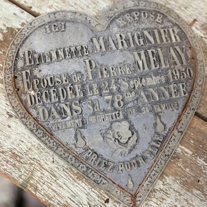 Vintage French cast iron funeral mourning grave marker