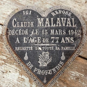 Vintage French cast iron funeral mourning grave marker