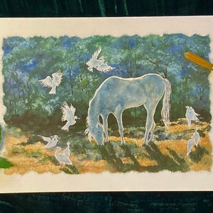 Handmade Watercolor Horse Card, Hand-Painted - Print