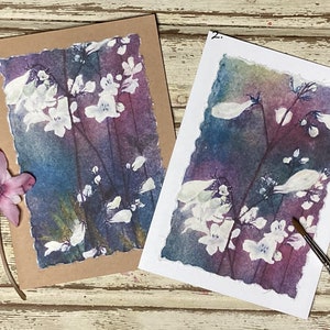 Handmade White Wildflower Cards, Hand Painted Watercolor