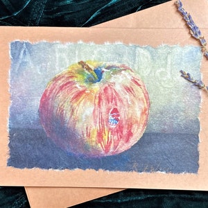 Handgemalter Apfel Aquarell Karte