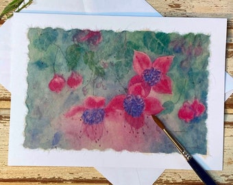 Handmade, Hand-painted Watercolor card: "Fuchsia"