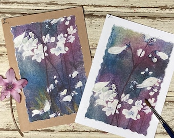 Handmade White Wildflower Cards, Hand Painted Watercolor