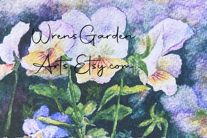 Handmade Card, Pansy Hand-painted Watercolor Print image 4