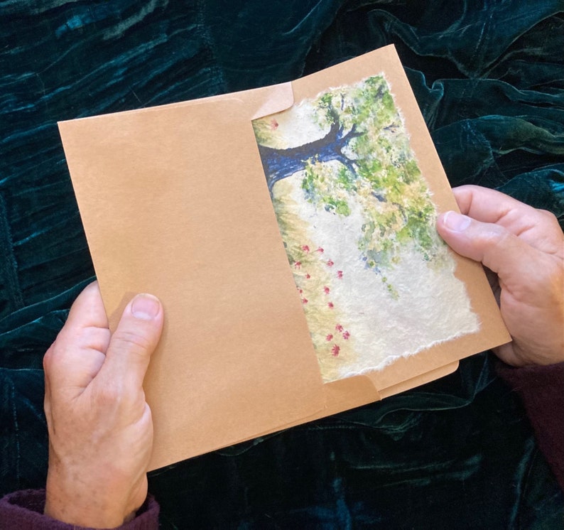 Hand Painted Tree and Wildflowers Card, Handmade image 6