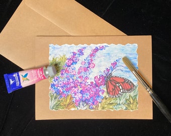 Handmade Butterfly Card, Hand-painted with alcohol inks  - print