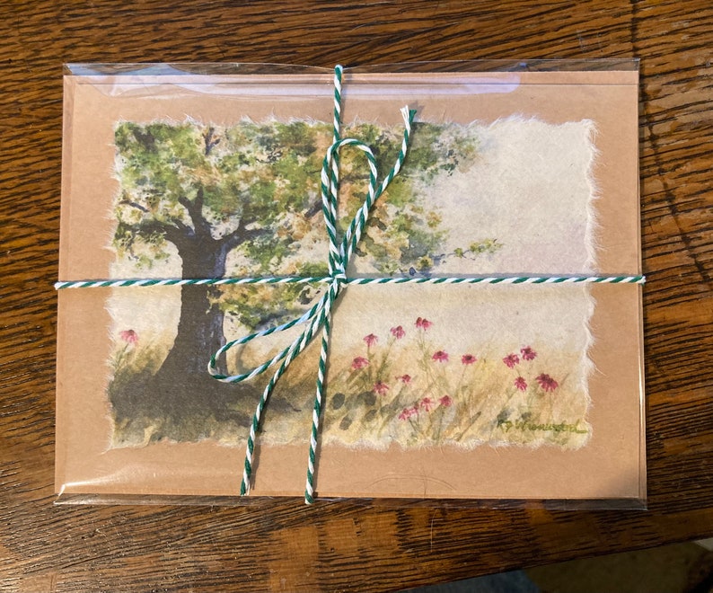 Hand Painted Tree and Wildflowers Card, Handmade image 8