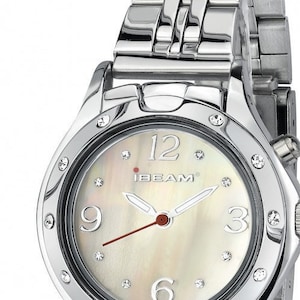 The Bella, watch with magnifying lens and flashlight, stone, MOP dial, stainless bracelet